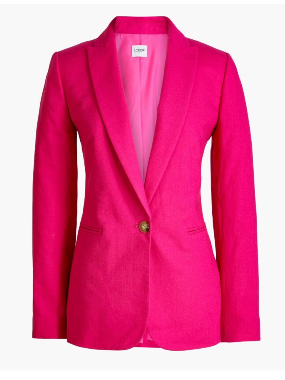 J. Crew Factory NWT Parke Blazer Linen Cotton Bright Pink Flat Pocket Jacket 8